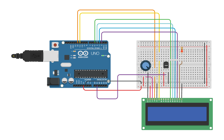 Circuit design Sensor de Tem con Display - Tinkercad