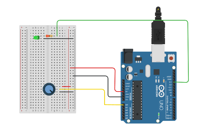 Circuit design Potenciómetro - Tinkercad