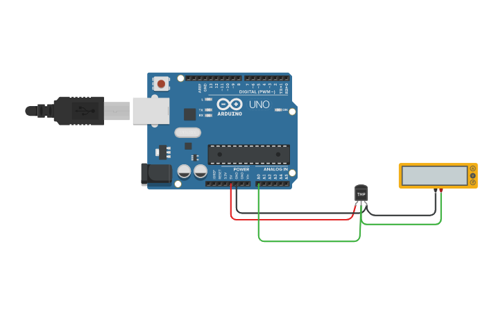 Circuit design sensor de temperatura con arduino - Tinkercad