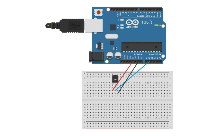 Circuit design Temperature Sensor - Tinkercad