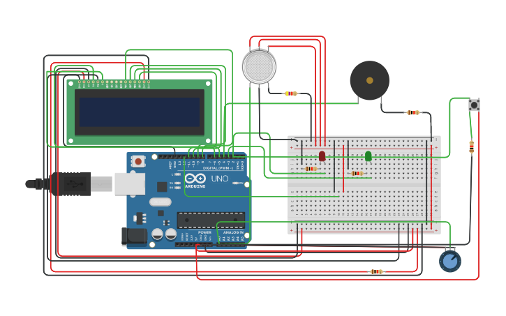 Circuit design fire alarm system - Tinkercad