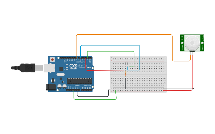 Circuit design rgb LED with PIR sensor | Tinkercad