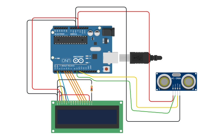 Circuit design Arduino Ultrasonic distance sensor - Tinkercad