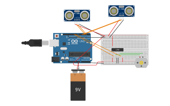 Circuit design ultrasonic sensor2 - Tinkercad