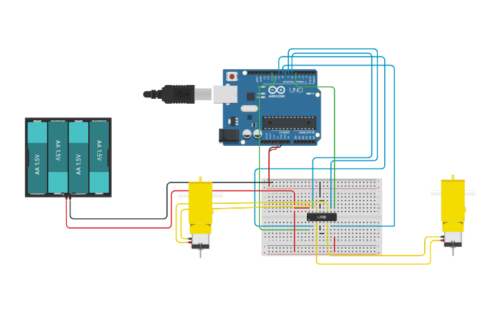 Circuit design 2WD Robot RC using Arduino - Tinkercad