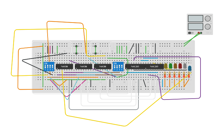 Circuit design Copy of 3 bit binary multiplier Project - Tinkercad