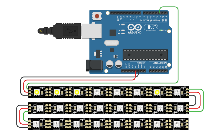 Circuit design Neo pixel - ejercicio - Tinkercad