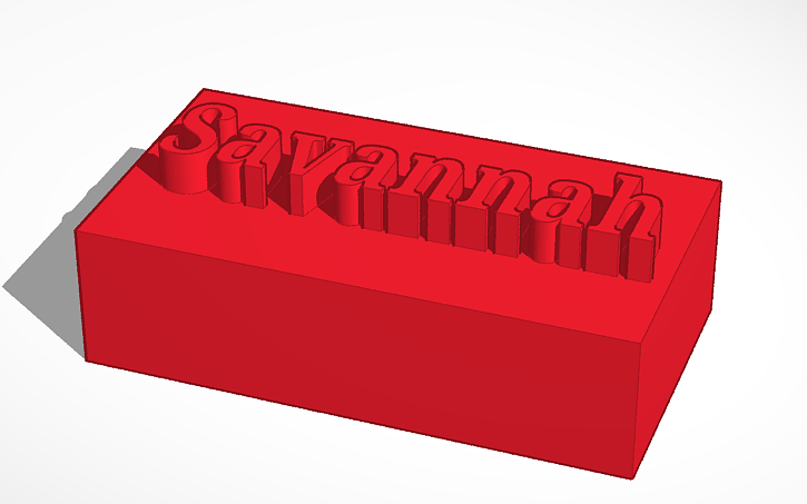 3D design Savannah name plate - Tinkercad