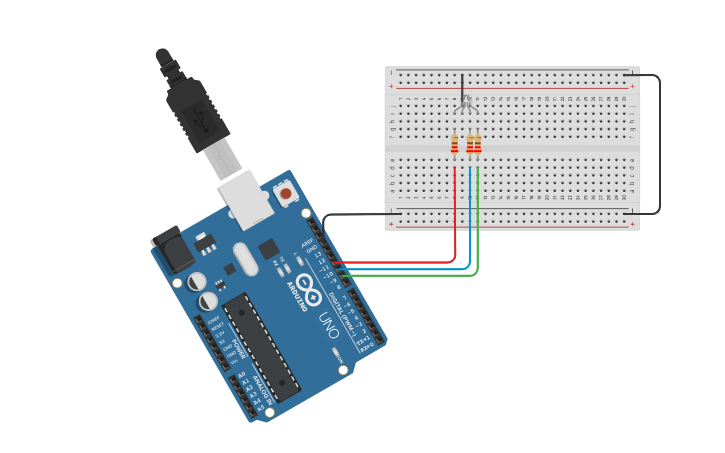 Arduino Tri Color Led Lesson Circuit design RGB LED Color Mixing With Arduino in Tinkercad - Tinkercad