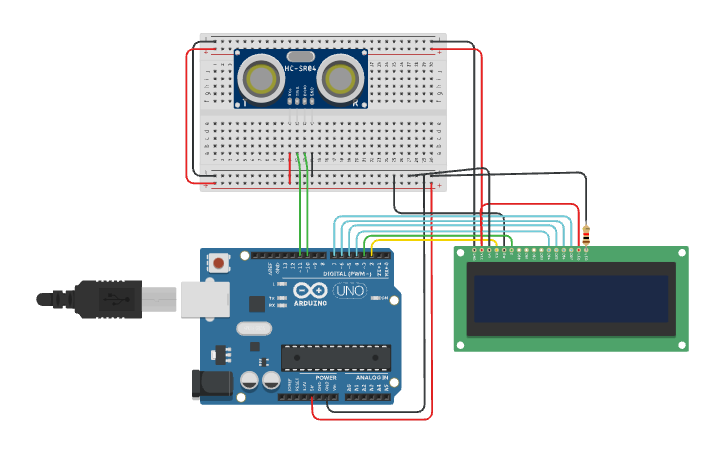Circuit design Distance Measurement Using Ultrasonic Sensor with LCD ...