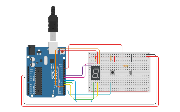 Circuit design Story 2 Dem nguoc phong tau - Tinkercad