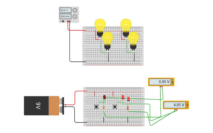 Circuit design Copy of Circuitos mixtos vms | Tinkercad