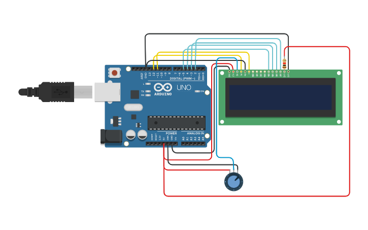 Circuit design Copy of LCD- CIRUIT AND CODE | Tinkercad