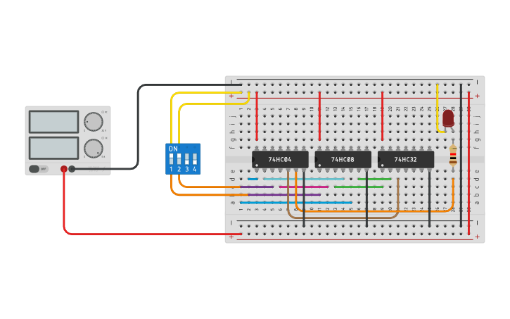 Circuit design XNOR using basic gates - Tinkercad