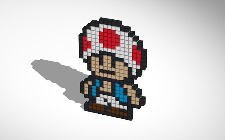 8 Bit Chef Toad 3D design 8-Bit Toad Pixel Art - Tinkercad