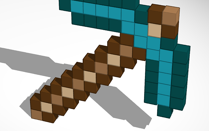 Minecraft Pickaxe Model 3D design Diamond Pickaxe (Minecraft) | Tinkercad