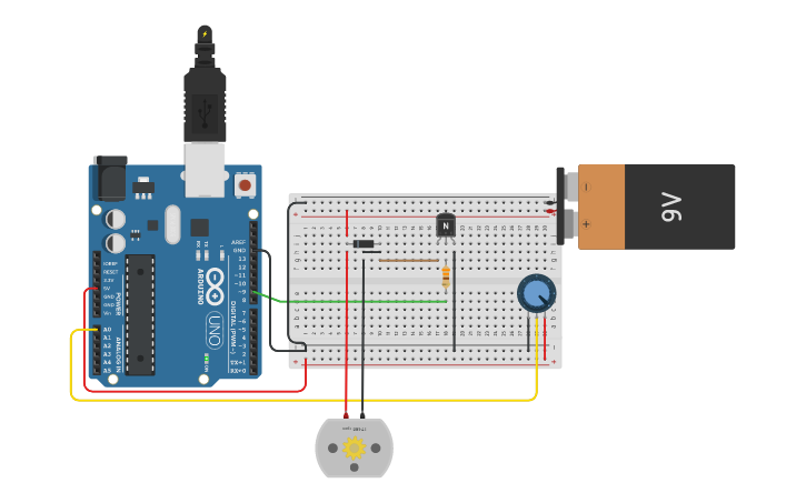 Circuit design DC motor without H-bridge - Tinkercad
