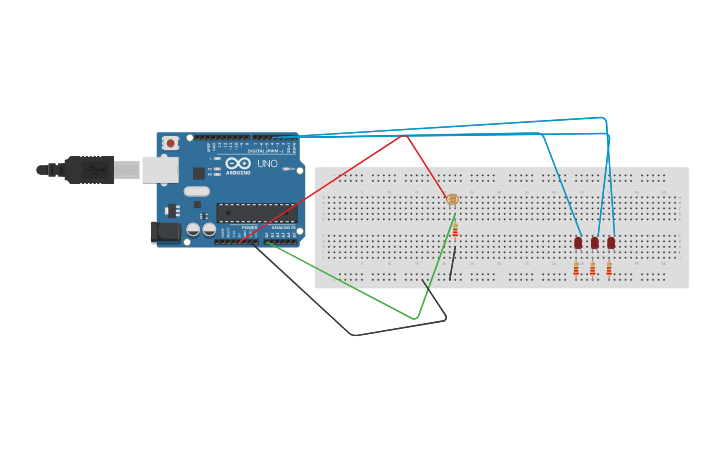 Circuit design Encendido de leds con ldr - Tinkercad