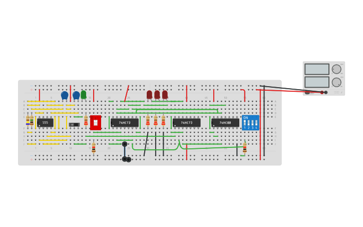 Circuit design 3 Bit down counter (19HPH2531) | Tinkercad