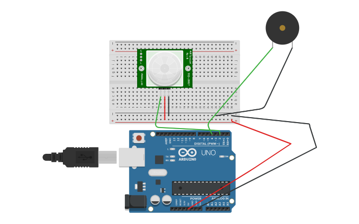Circuit design PIR | Tinkercad