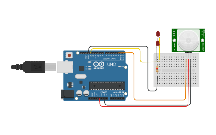Circuit design PIR MOTION SENSOR - Tinkercad