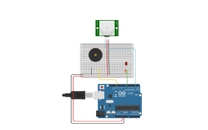 Circuit design MODULO PIR | Tinkercad