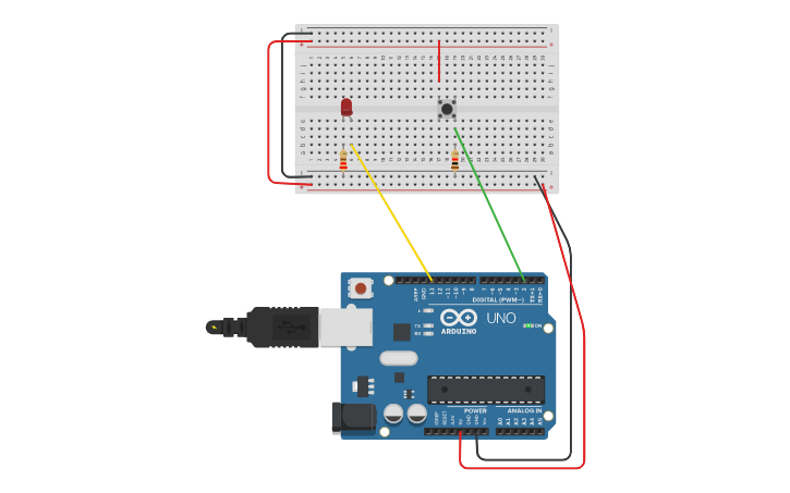 Circuit design push button - Tinkercad