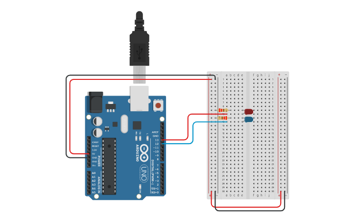 Circuit design Blinking LED - Tinkercad