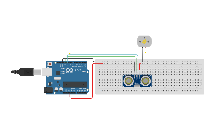 Circuit design Arduino Sensor con Motor - Tinkercad