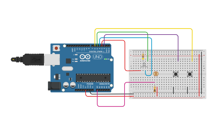 Circuit design Questão 3 - LED RGB | Tinkercad