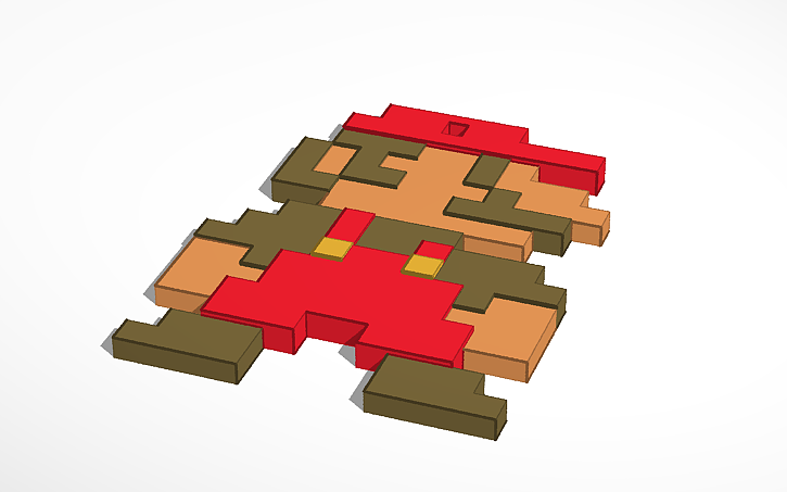 3D design Super Mario (PIXEL ART) Keychain - Tinkercad