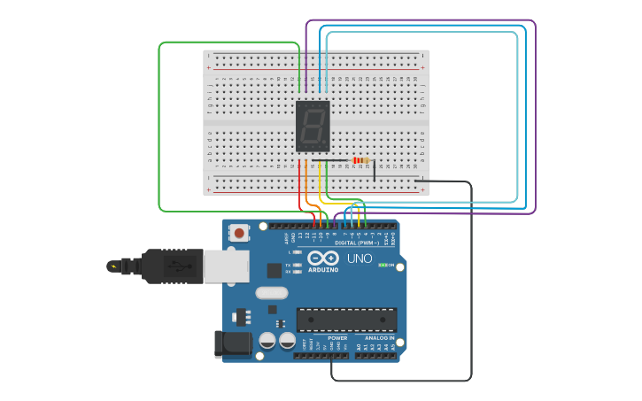 Circuit design 实验六—数码管数字显示 - Tinkercad