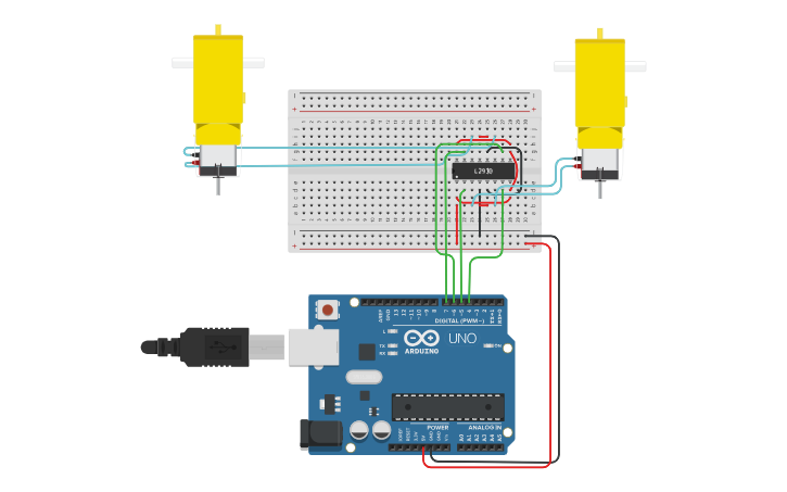 Circuit design motores - Tinkercad