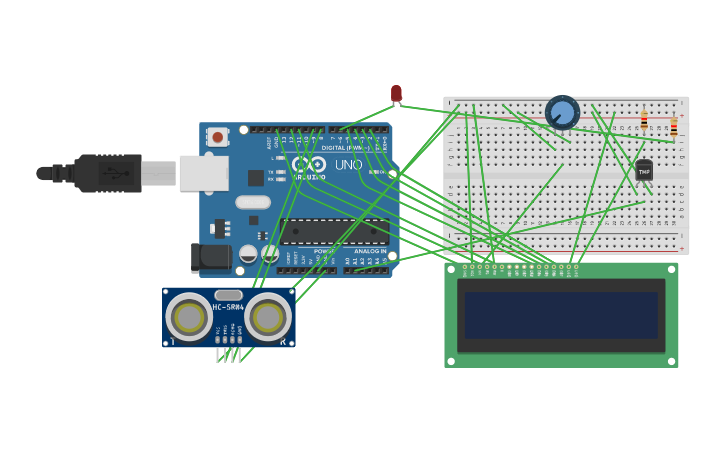 Circuit design Temperature Sensor display with LCD in arduino - Tinkercad