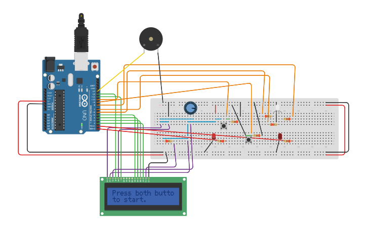 Circuit design Modded reaction timer - Tinkercad