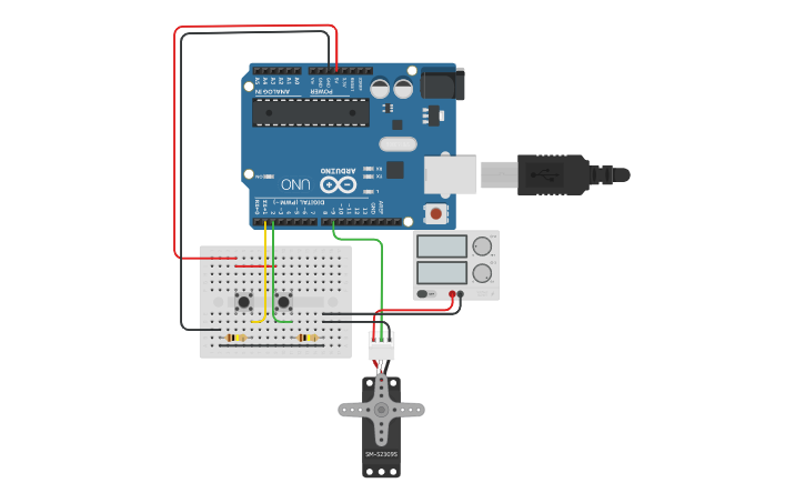 Circuit design Tollbooth Arduino Servo w/o Limit Switches - Tinkercad