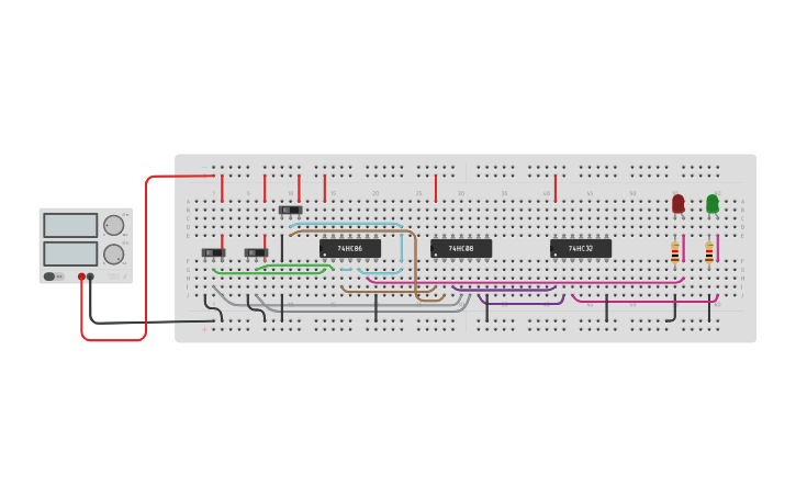 Circuit design FULL ADDER USING BASIC GATES | Tinkercad