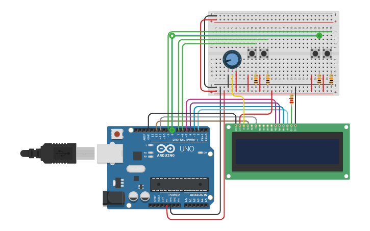 Circuit design Ping Pong Arduino UNO - Tinkercad