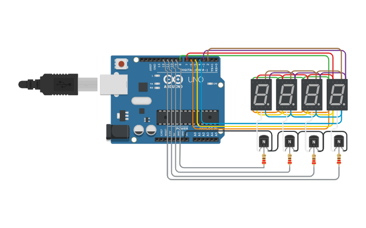 Contador Arduino Circuit design CONTADOR DE 0000 A 9999 CON ARDUINO UNO Y 4 DISPLAY 7 ...