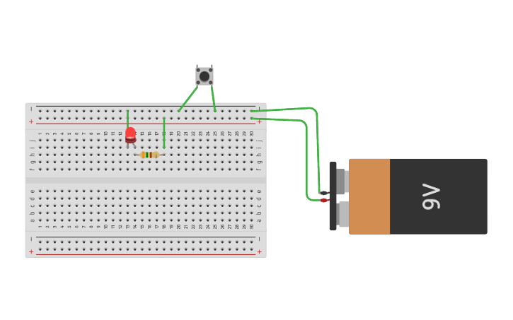 Circuit design Led glowing circuit with switch - Tinkercad