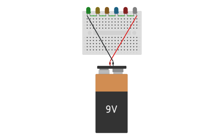 Circuit design 6 LED in Series - Tinkercad