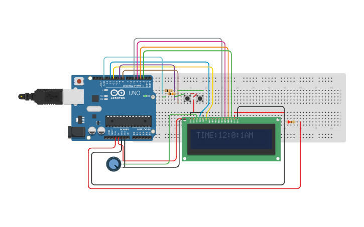 Circuit design Reloj Digital - Tinkercad