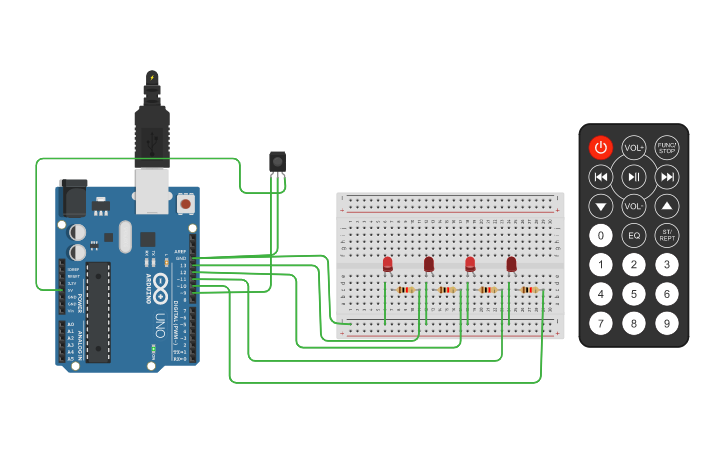 Circuit design IR sensor to control blinking of Odd even LED - Tinkercad