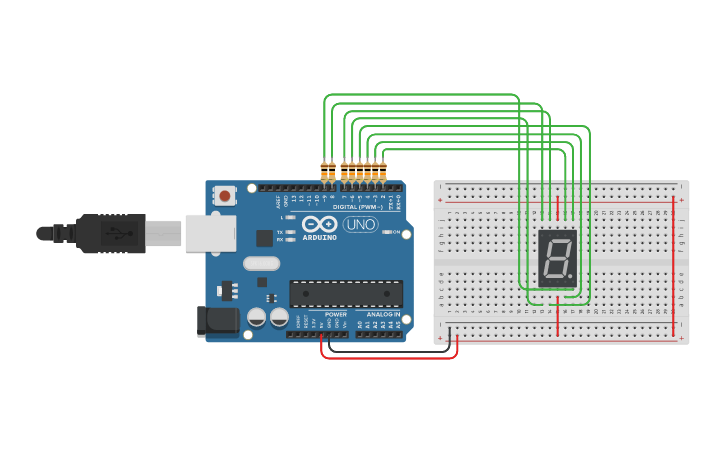 Circuit design led 7 segments - Tinkercad