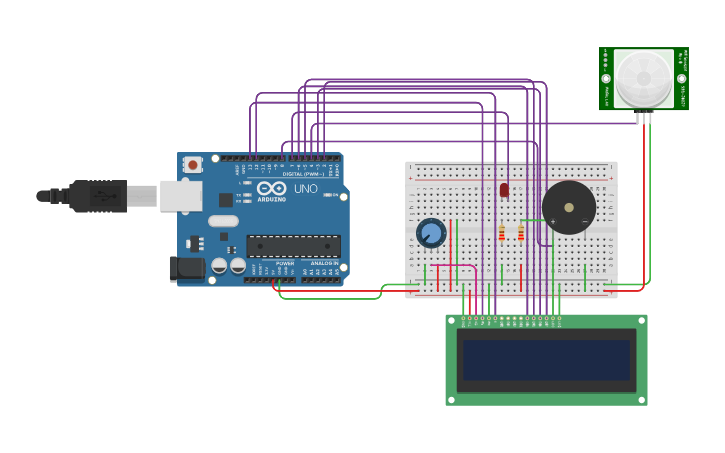 Circuit design Theft Alarm using arduino Uno - Tinkercad