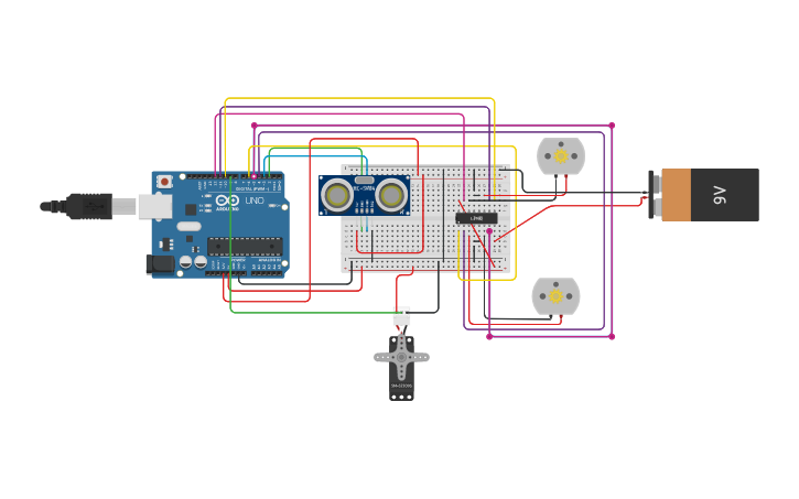 Circuit design Car Code + Circuit - Tinkercad