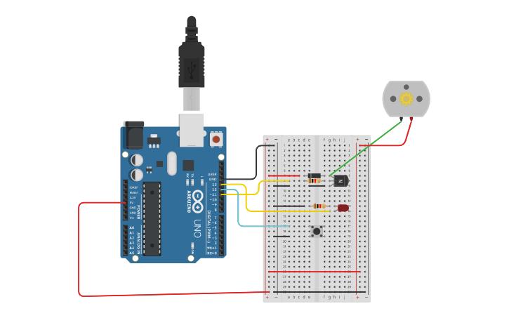 Circuit design Week 6: DC motor on-off switch - Tinkercad