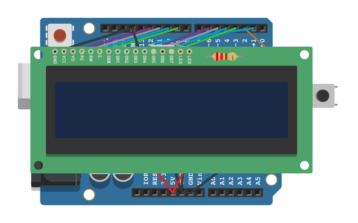 Circuit design LCD GAME - Tinkercad