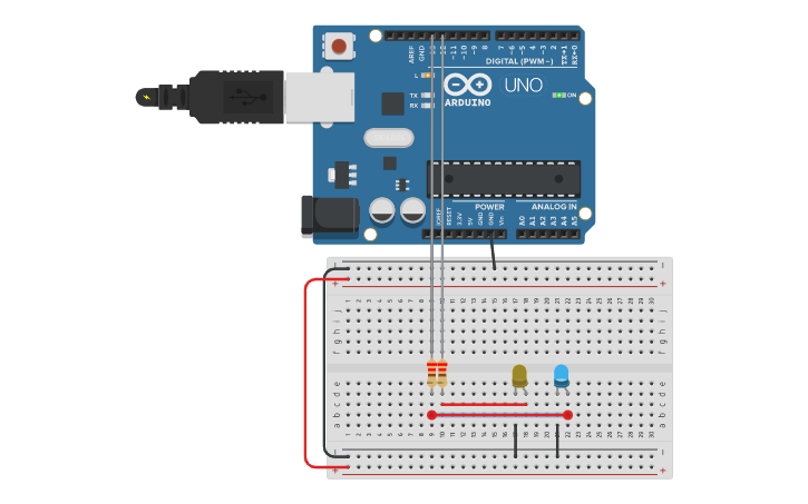 Circuit design ARDUINO 2 LED - Tinkercad