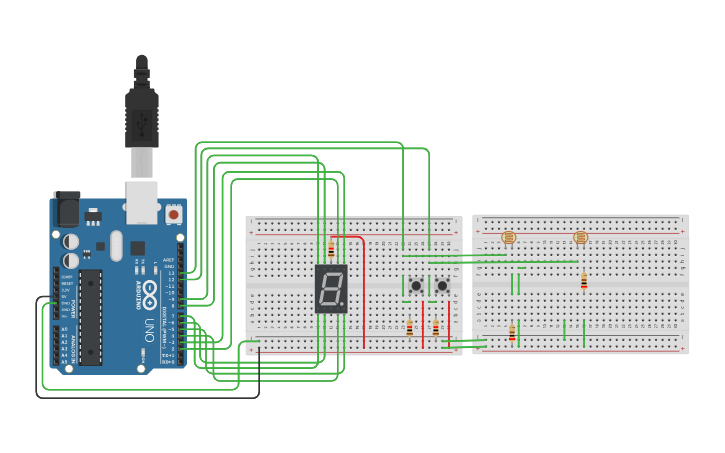 Circuit design 7 segment display counter with 2 push button UP and DOWN ...